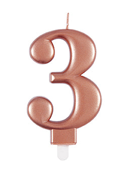 Bougie de 3 ans Rose Gold 10cm