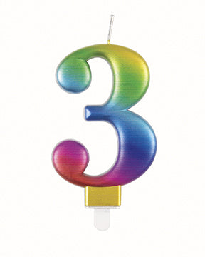 Bougie de 3 ans Arc-en-ciel 9.5cm