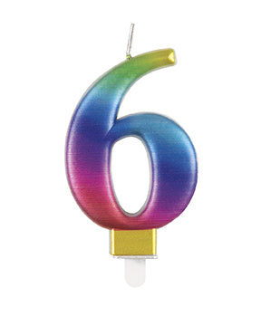 Bougie de 6 ans Arc-en-ciel 9.5cm