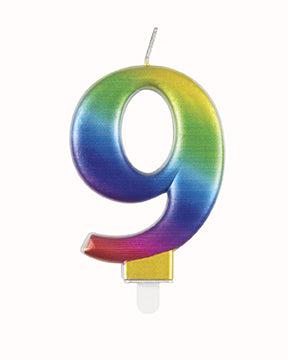 Bougie 9 ans Arc-en-ciel 9.5cm