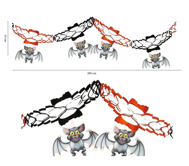Guirlande d'Halloween Pendentifs chauve-souris 2m
