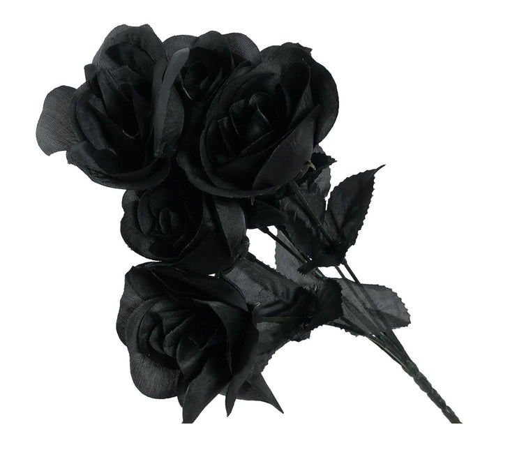 Halloween Branche de roses noires 35cm