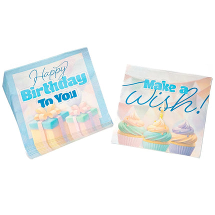Serviettes « Happy Birthday » Cupcake, 33 cm, lot de 20