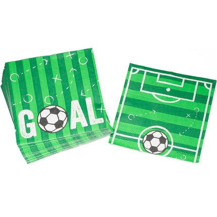 Serviettes de table « Football » Goal 33 cm, lot de 20