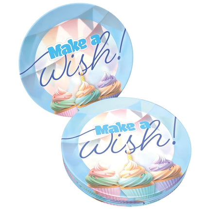 Panneaux bleus « Make A Wish » 23 cm, lot de 8