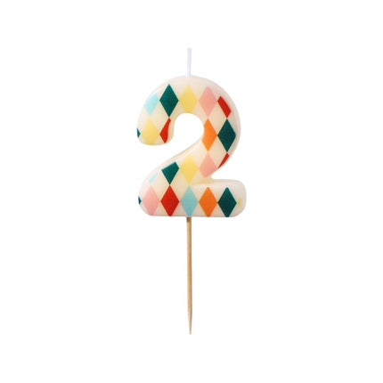 2 Jaar Kaars Gekleurd 5,5cm van Partydeco koop je bij Partywinkel