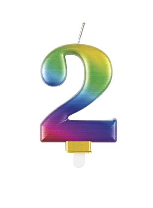 2 Jaar Kaars Regenboog 9,5cm van Unique koop je bij Partywinkel