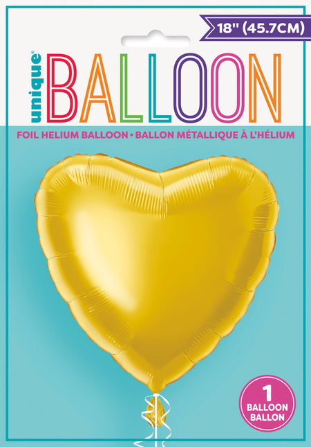 Ballon en feuille d'or classique en forme de cœur 18" , emballé
