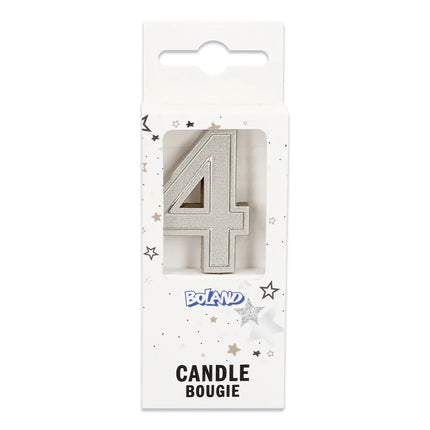 Petite bougie « Elegant 4 » argentée sur tige (3 x 4,2 x 0,7 cm)