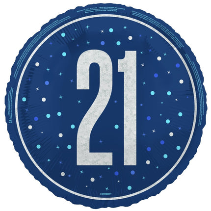 21 Jaar Helium Ballon Blauw Leeg 45cm van Unique koop je bij Partywinkel