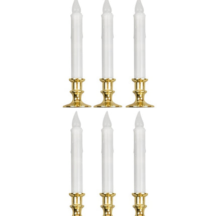 SET DE 6 BOUGIES BLANCHES AVEC LUMIÈRE VACILLANTE ET MINUTERIE 23 CM