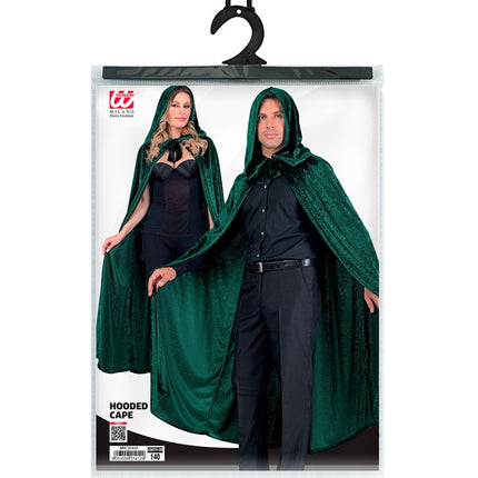Cape en velours vert avec capuchon 140cm