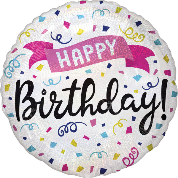 Ballon de baudruche - Bannière holographique Happy Birthday Sparkle - 45 cm