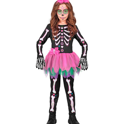 Costume de squelette Noir Rose Enfant