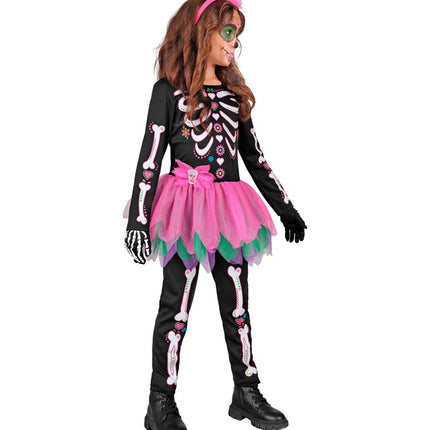 Costume de squelette Noir Rose Enfant