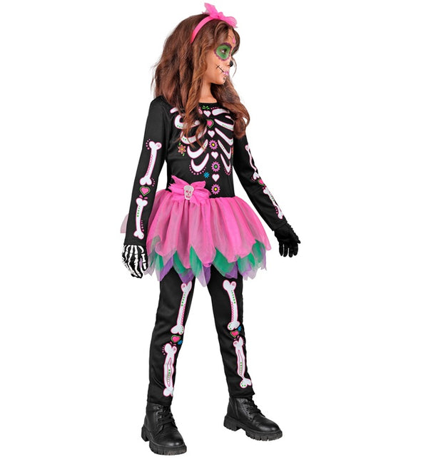 Costume de squelette Noir Rose Enfant