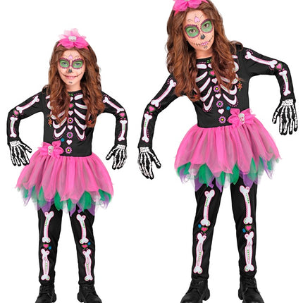 Costume de squelette Noir Rose Enfant
