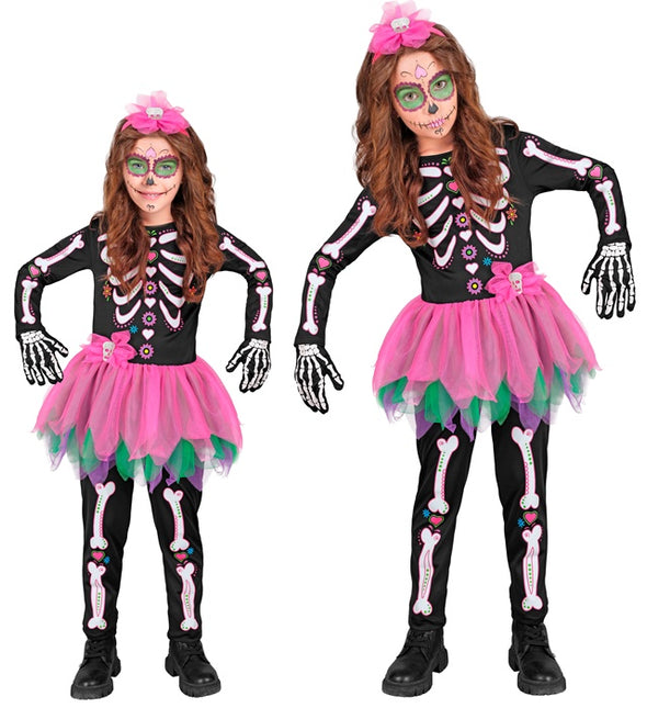 Costume de squelette Noir Rose Enfant