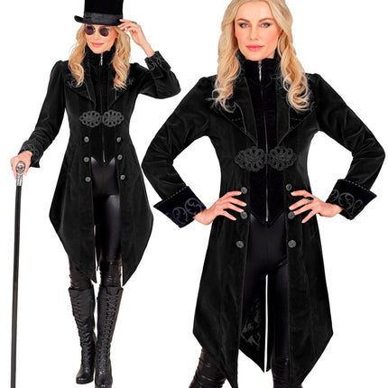 VESTE GOTHIQUE EN VELOURS NOIR POUR FEMMES