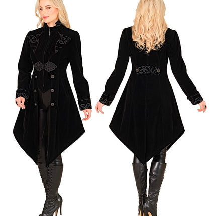 VESTE GOTHIQUE EN VELOURS NOIR POUR FEMMES