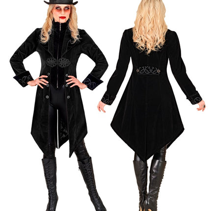 VESTE GOTHIQUE EN VELOURS NOIR POUR FEMMES
