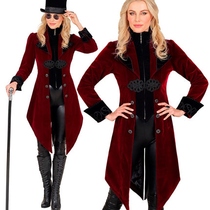 VESTE GOTHIQUE EN VELOURS BORDEAUX POUR FEMMES