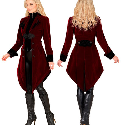 VESTE GOTHIQUE EN VELOURS BORDEAUX POUR FEMMES