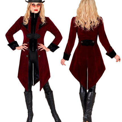 VESTE GOTHIQUE EN VELOURS BORDEAUX POUR FEMMES