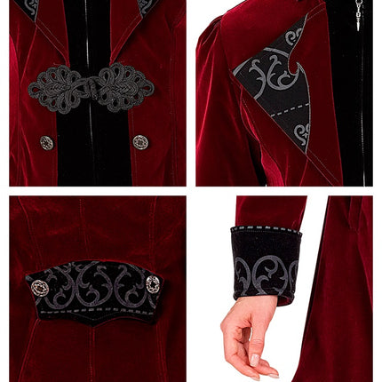 VESTE GOTHIQUE EN VELOURS BORDEAUX POUR FEMMES