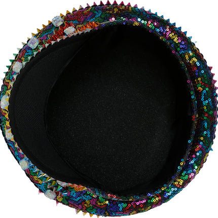 Casquette de police arc-en-ciel avec clous