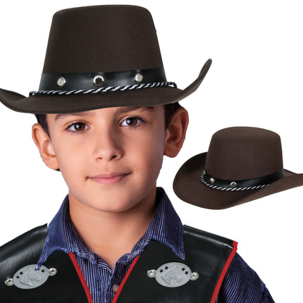 Chapeau de cow-boy en feutre marron enfant