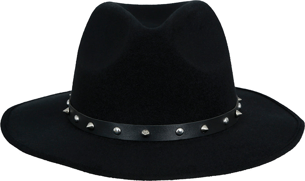 Chapeau de cow-boy en feutre noir avec des clous, pour les adultes