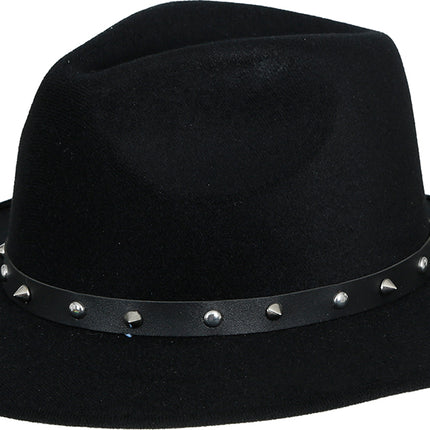 Chapeau de cow-boy en feutre noir avec des clous, pour les adultes