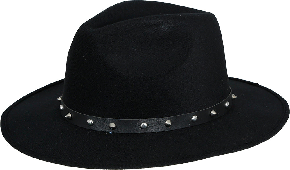 Chapeau de cow-boy en feutre noir avec des clous, pour les adultes