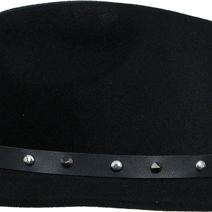 Chapeau de cow-boy en feutre noir avec des clous, pour les adultes
