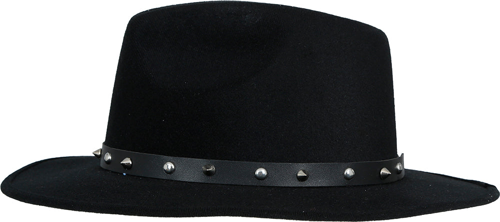 Chapeau de cow-boy en feutre noir avec des clous, pour les adultes