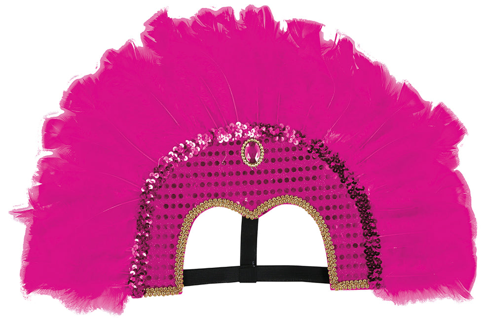 Tête à plumes fuchsia