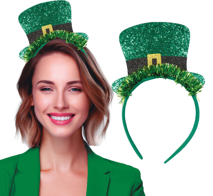 Bandeau de cheveux de la Saint-Patrick avec chapeau à paillettes