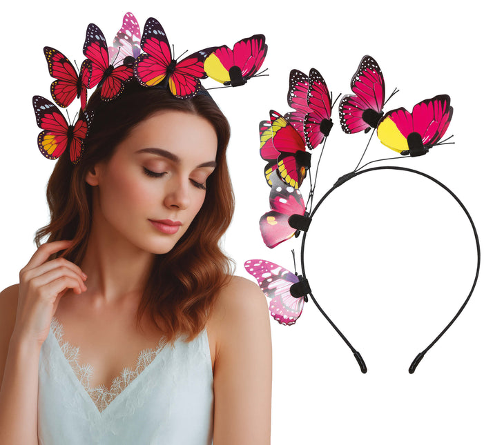 Bandeau papillon noir et rose