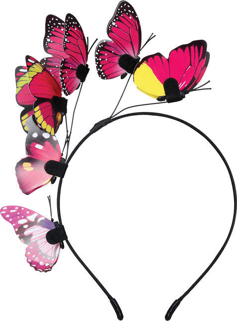 Bandeau papillon noir et rose