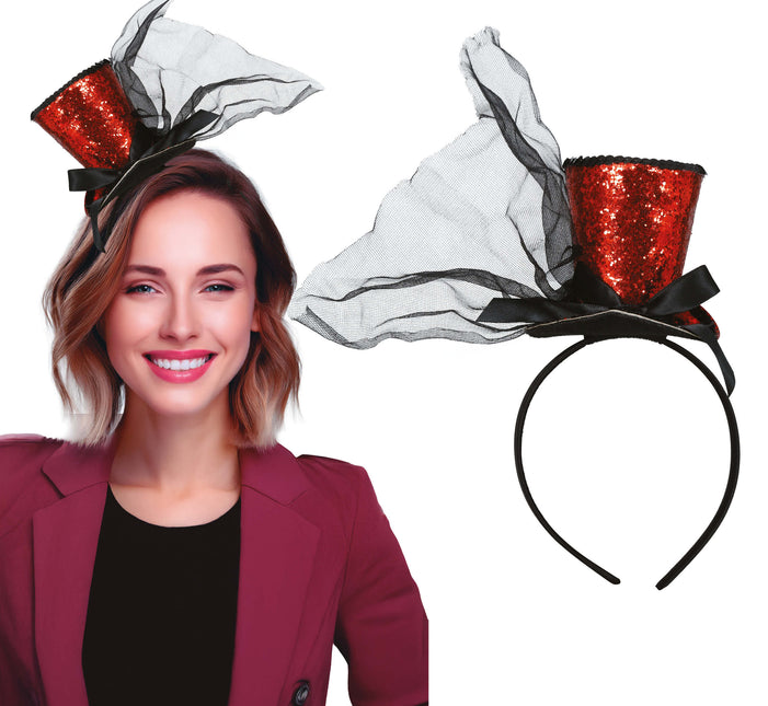 Chapeau Bucket Hat Red Black Glitter