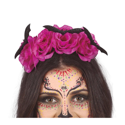 Bandeau d'Halloween Fleurs de chauve-souris