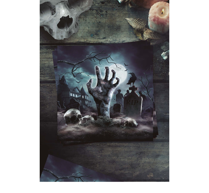 Serviettes de table pour le cimetière d'Halloween 33cm 12pcs