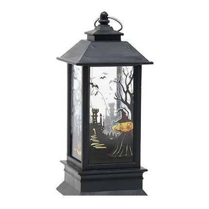 Lanterne d'Halloween noire avec lumière 12.5cm