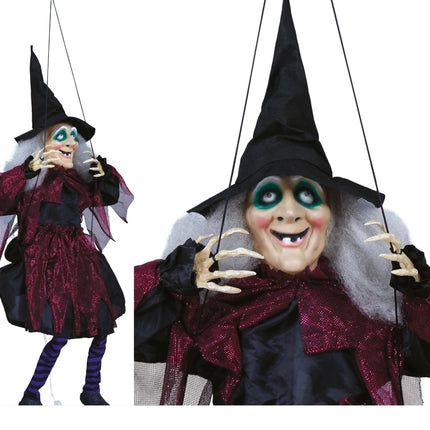 Décoration suspendue d'Halloween Sorcière sur balançoire 1m