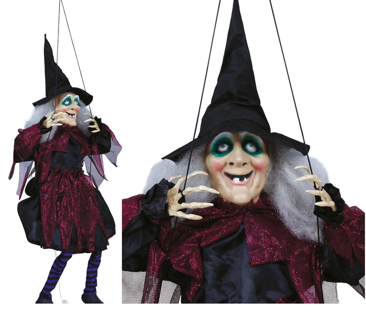 Décoration suspendue d'Halloween Sorcière sur balançoire 1m