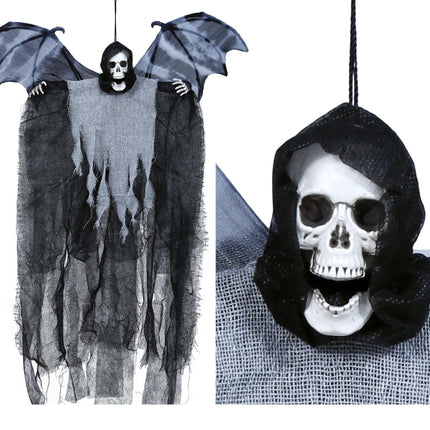 Décoration suspendue d'Halloween Squelette avec ailes 60cm