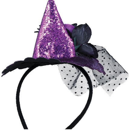 Bandeau d'Halloween violet Mini chapeau de sorcière