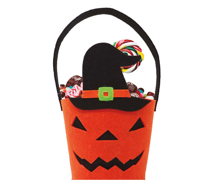 Panier d'Halloween Chapeau de sorcière citrouille 25cm