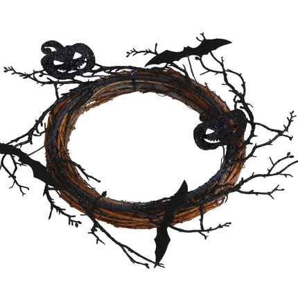 Couronne d'Halloween Citrouilles et chauves-souris 30cm